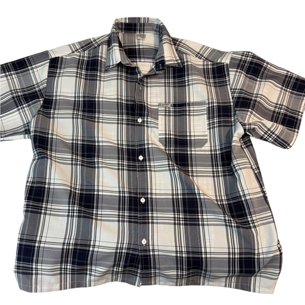 Men's Black and White Plaid Shirt